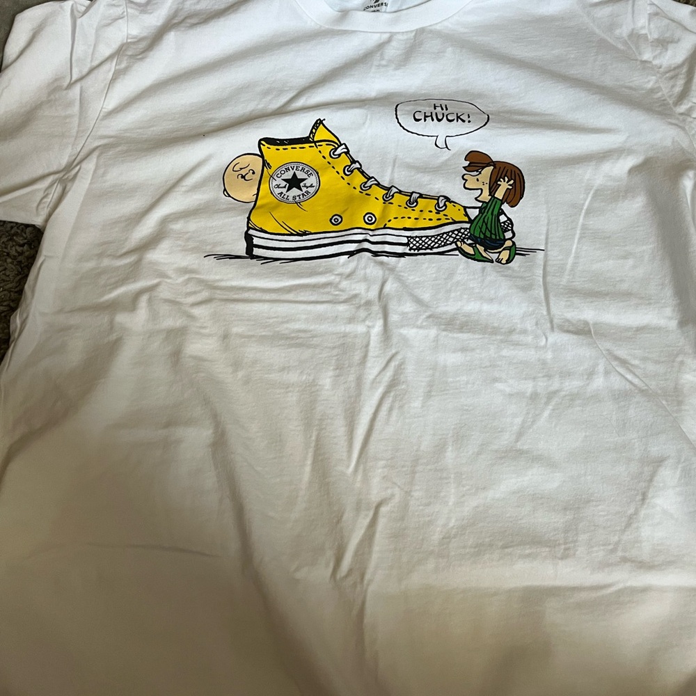 Converse Kids White Tee with Yellow Sneaker Graphic